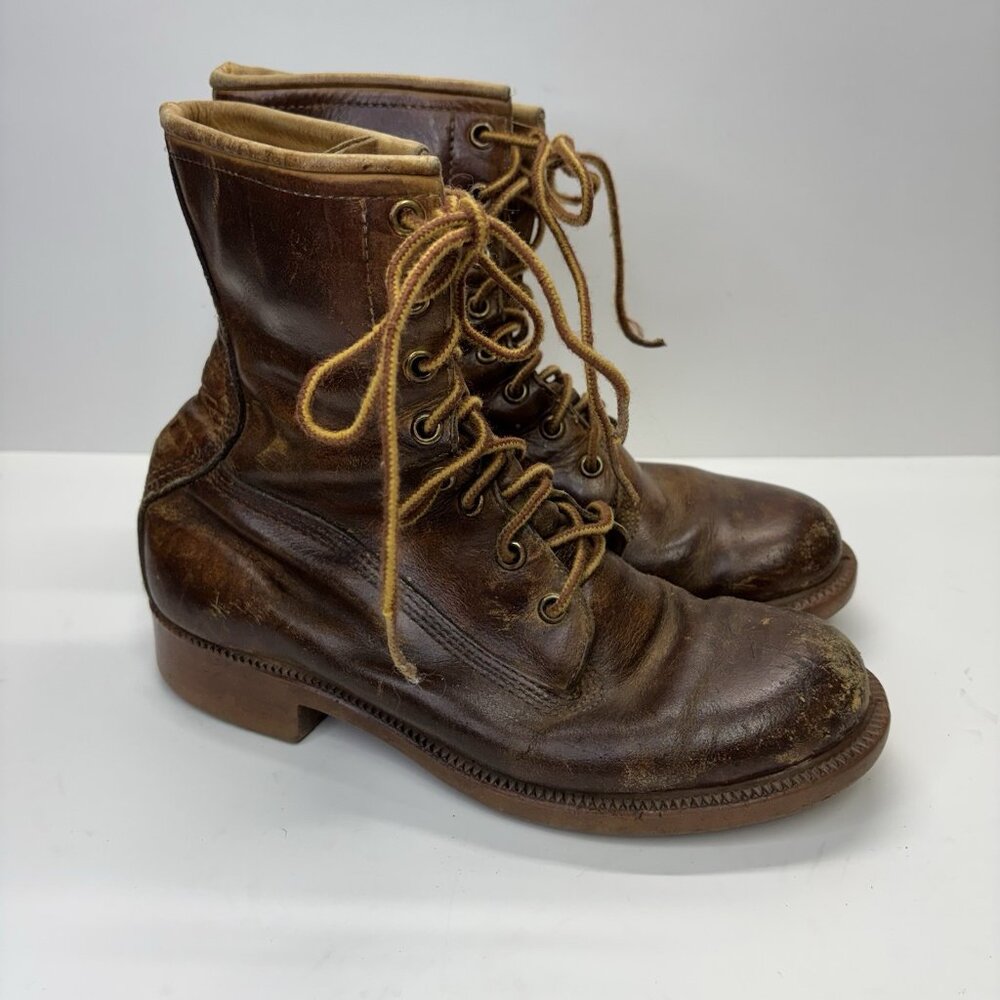 Vintage GREB DUNHAM’S Brown LEATHER WORK Hunting Chore Boots Sz 7 Logging Rugged